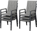 UDPATIO Patio Chairs Set of 6, Outdoor Stackable Dining Chairs with All Weather Breathable Textilene, High Back Metal Frame for Lawn Garden Backyard Deck, Grey White