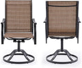 Patio Swivel Chairs Set of 2, Outdoor Dining Chairs with Textilene, Swivel & Rocker Metal Outdoor Patio Dining Chairs All-Weather for Backyard, Brown Fabric with Black Frame