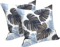 LVTXIII Outdoor/Indoor Throw Pillows, Decorative Throw Pillows with Inserts, 18"x18" Square Pillows for Bed, Couch, Sofa and Patio Furniture (Set of 2, Monstera Blue)