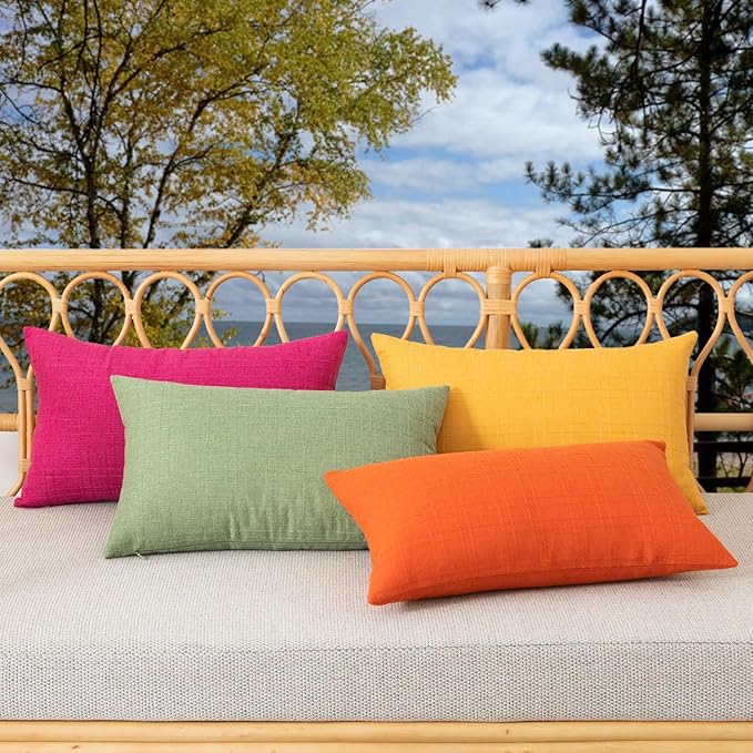 Kevin Textile Pack of 2 Outdoor Waterproof Pillow Covers Decorative Farmhouse Throw Pillow Covers Spring Checkered Couch Pillow Covers Spring for Patio Tent Bed Sofa Living Room 16x16 Inch Sage Green