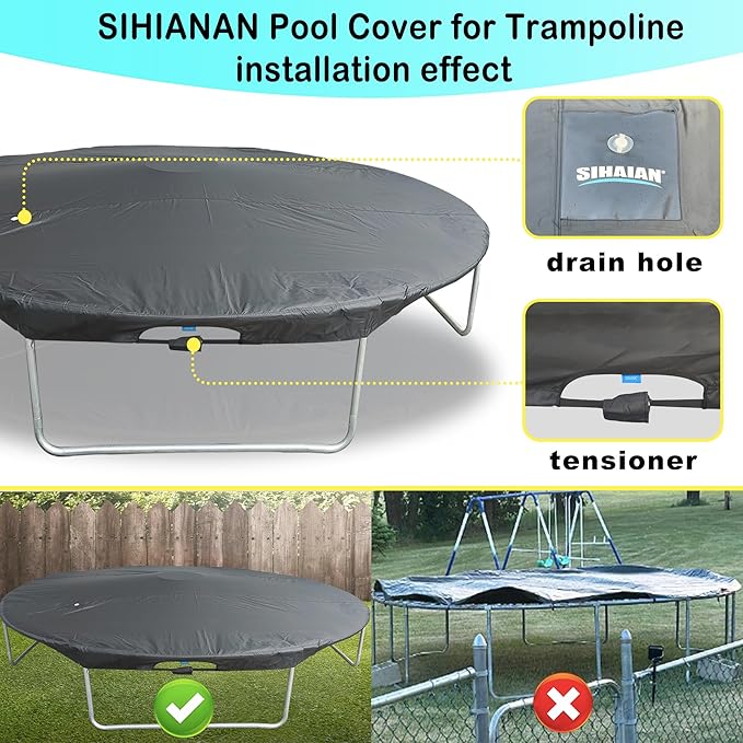 12 Ft Pool Cover, with Automatic Drain Round Pool Cover, One-Piece Quick Installation and Removal Above Ground Pool Cover, Preventing Waterlogging, UV Protected Solar Swimming Pool Cover