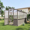 Aoxun 6x12 FT Walk-in Wooden Greenhouse,Solid Cedar Frame,Polycarbonate Panels, Automatically Temperature Control Roof Vent and Lockable Door,for Outdoor, Garden, Backyard,Patio, Lawn, Gray