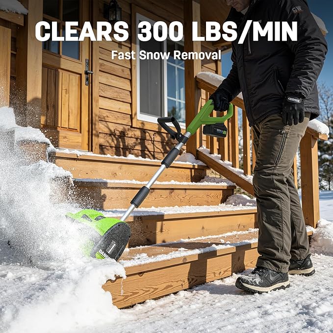 STEELITE 21V Cordless Snow Shovel, 12" Battery Snow Blower with Directional Plate, 20ft Throw, 2×4.0Ah Batteries & Charger, Extended Runtime(Ships in 2 Packages, May Arrive Separately)