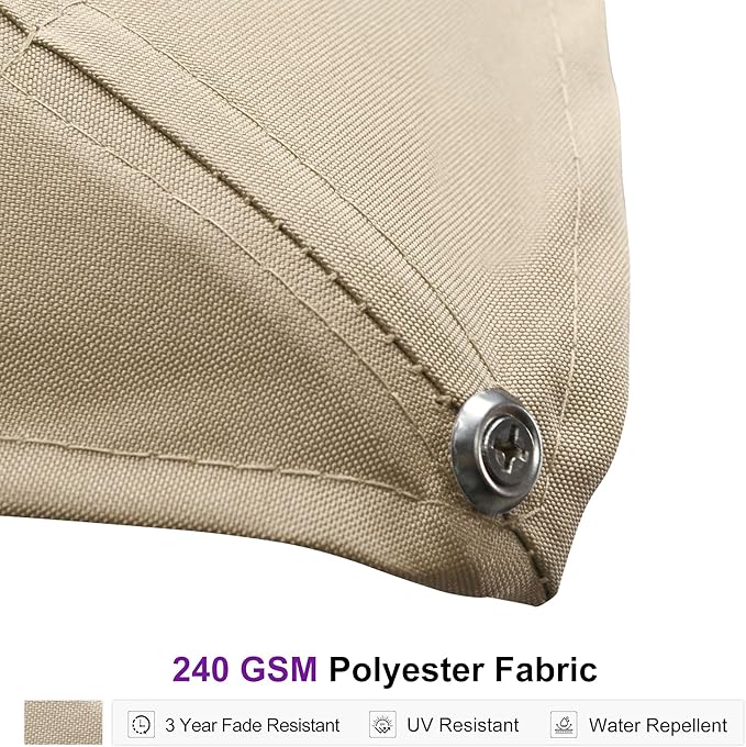 PURPLE LEAF 12 FT Square Patio Umbrella with Base Large Offset Hanging Outdoor Cantilever Umbrella Included Base for Garden Deck Backyard Pool Beige