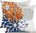 DFXSZ Outdoor Throw Pillow Covers 18x18 Inch Set of 2 Waterproof Spring Summer Geometric Elegant Orange Blue Outdoor Pillow Covers for Patio Funiture Garden Couch 158V18