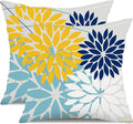 DFXSZ Outdoor Throw Pillow Covers 18x18 Inch Set of 2 Waterproof Spring Summer Geometric Elegant Yellow Blue Outdoor Pillow Covers for Patio Funiture Garden Couch 158W18