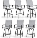 Sophia & William Swivel Bar Stools Set of 6, Outdoor Bar Height Chairs, High Top Patio Chairs, Supports 300 lbs (Grey Fabric)