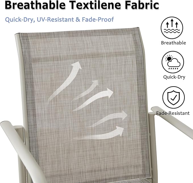 Patio Chairs Set of 6, Outdoor Dining Chairs with Breathable Textilene Fabric, Stackable Patio Chairs for Lawn, Garden, Backyard, Poolside, Grey