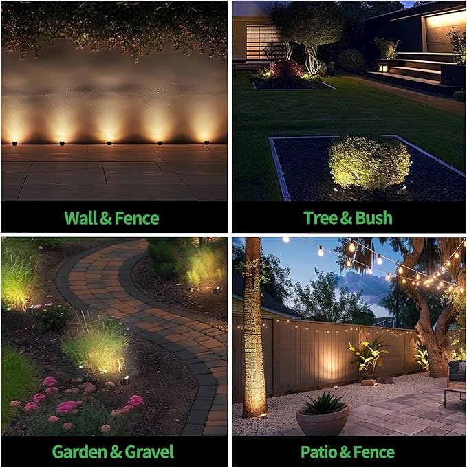Well Lights Low Voltage, 12V In Ground LED Landscape Lights, IP67 Waterproof Outdoor, Hood Top Aluminum ORB for Garden Tree 6W 420LM 12 Pack