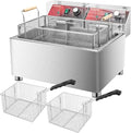 Mvegoiuok Electric Large Deep Fryer With 3 Basket 3600W Commercial Turkey Fryer Pot With Oil Filtration Lid 25QT Stainless Steels Frier for Home Use Oil Fryer