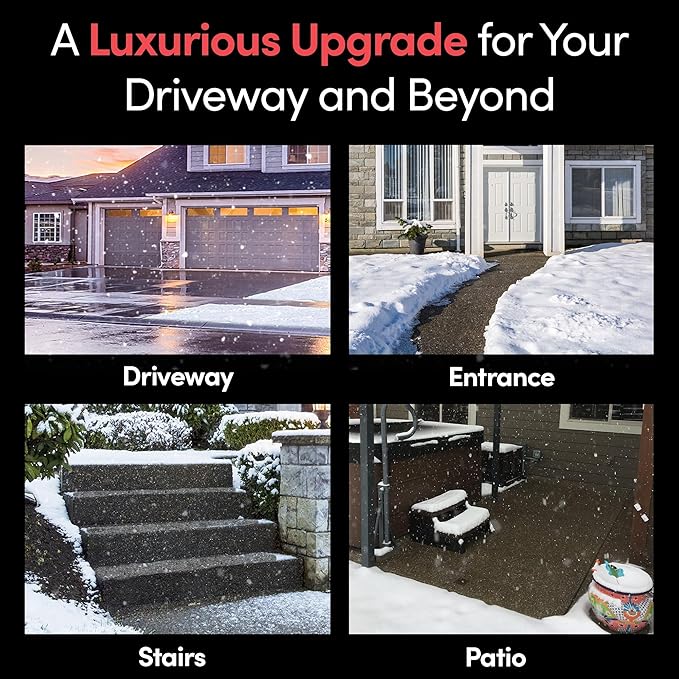 Electric Snow and Ice Melting Underground Cable 342 feet, Covers 114 sqft at up to 38 Watts/sqft, 240V – Radiant Heated Driveways, Walkways, Stairs – Installs Under Concrete, Asphalt, or Pavers