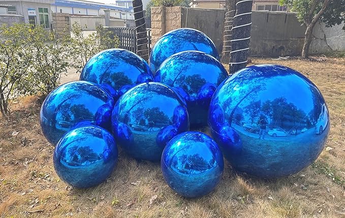 Big Shiny Balls Giant Inflatable Mirror Balls for Events & Decor - Party, Advertising, Shows, Stage Decoration - Hanging & Standing-Various Sizes & Colors - Blue (1.5m/4.92ft)