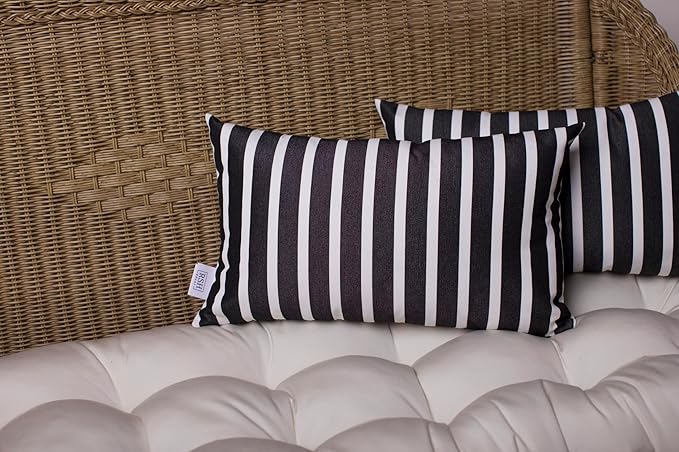 RSH DECOR: Sunbrella Pillow Covers Set of 2 | Covers Only - 26" x 16" | Outdoor Lumbar Pillow Covers Crafted with Sunbrella Performance Fabric | Shore Classic