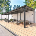 AECOJOY 24' x 12' Gazebo for Patio, Large Wall-Mounted Hard Top Lean-to Gazebo Pergola with Roof 12' x 24' on Clearance, Heavy Duty Patio Awnings for Decks, Backyard