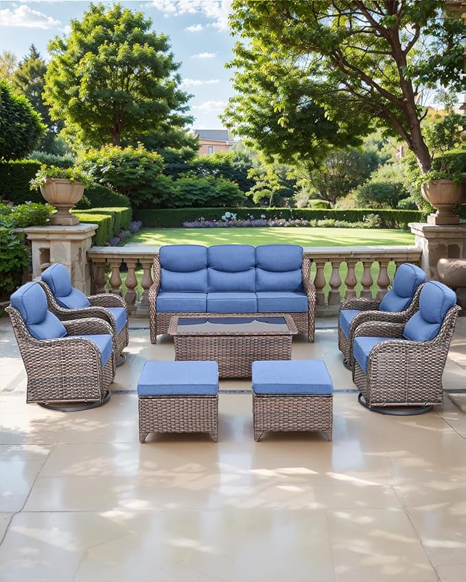 Luxury 24x24x6 Inch Smile Outdoor Cushions - 1 Set Deep Seat Water-Repellent Patio Furniture Replacement Cushion for Wicker Rattan Wood Metal Chair Glider Rocker Loveseat Sofa - Navy Blue