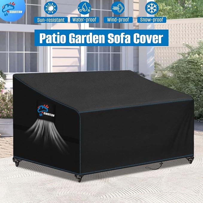 SIRUITON 3-Seat 78" W x 42" D x 32" H Garden Patio Sofa/Loveseat/Bench Cover,Heavy Duty 420D Oxford Waterproof Outdoor Sofa Cover, Lawn Patio Furniture Covers