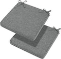Magpie Fabrics Indoor Outdoor Waterproof Square Chair Cushion, 18" x 18" x 2.5", 2 Pack, Water Resistant Seat Cushions, for Patio Garden Office, Heather Grey