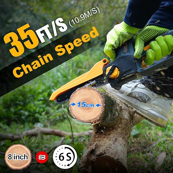 Mini Chainsaw 8 Inch Cordless Hand-held Electric Chain Saw Compatible with Makita 18V Battery Power Pruner Auto Oiler for Tree Wood Cutting Trimming Pruning, PR-E8-Body Only (Battery not included)