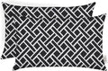 RSH DECOR: Lumbar Throw Pillows Set of 2 | 20” x 12" | All-Weather Spun Fabric | Water and Fade-Resistant | Outdoor Support Pillows for Patio Furniture | Matte Black Geometric