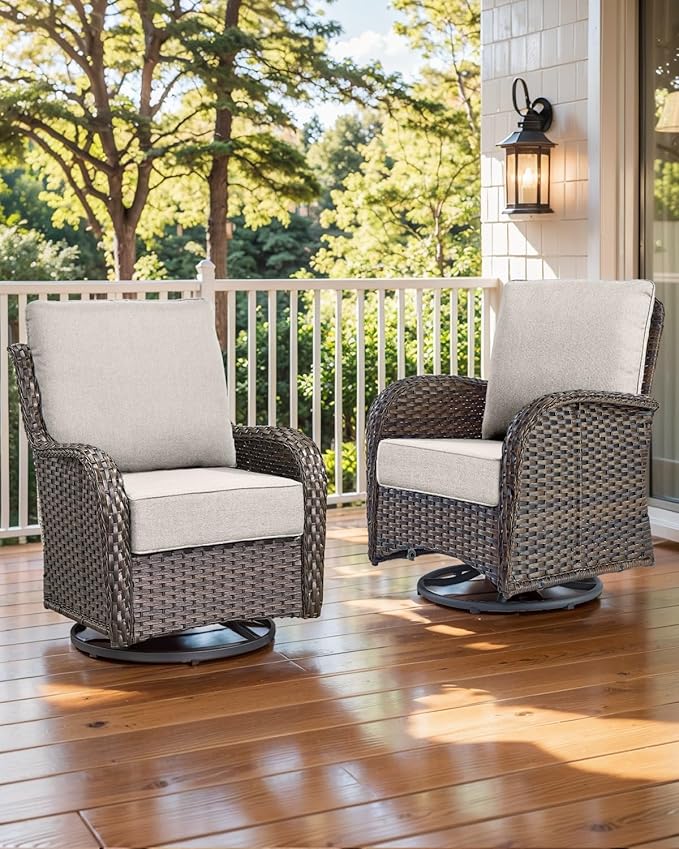 Luxury 22x24/22x25 6-Inch Outdoor Chair Cushions Set of 4 - Heavy Duty Water-Resistant Comfortable Cushion for Patio Furniture Set Dining Gliding Rocking Chairs Loveseat L-Shape Sofa - Beige