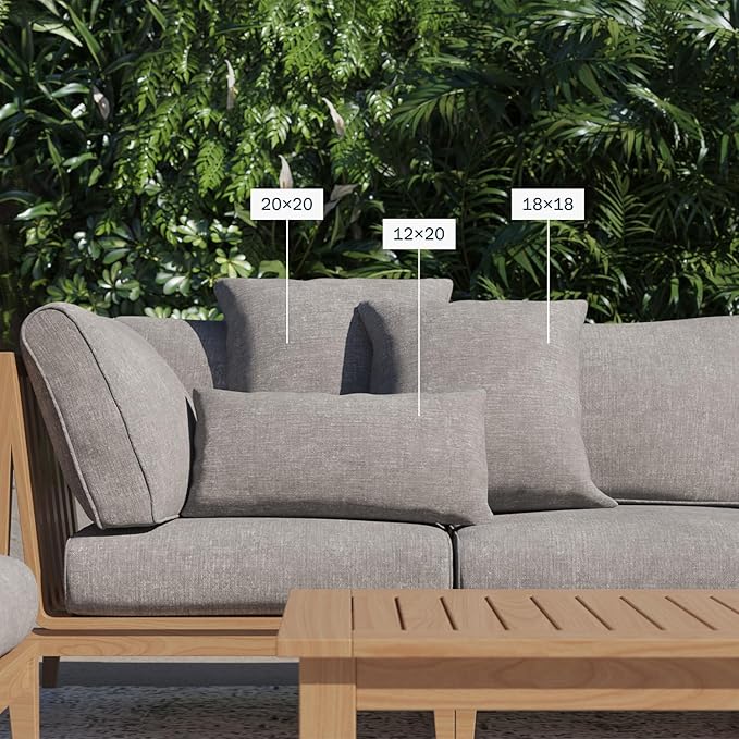 Outer Outdoor Throw Pillow with OuterWeave Performance Fabric, Decorative Outdoor Pillow for Patio & Outdoor Furniture, Includes Machine Washable Pillow Cover and Insert - Pailsades Cream, 18"x18"
