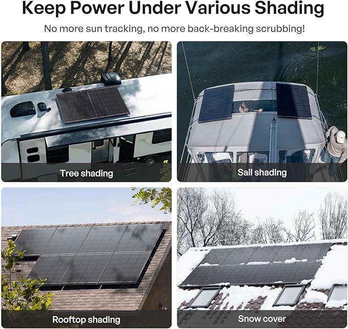 Renogy 400 Watt ShadowFlux Anti-Shading Solar Panel N-Type, 2PCS 200W Solar Panels 12 Volt 16BB, 25% High-Efficiency PV Module for RV Marine Rooftop Farm Battery,Black