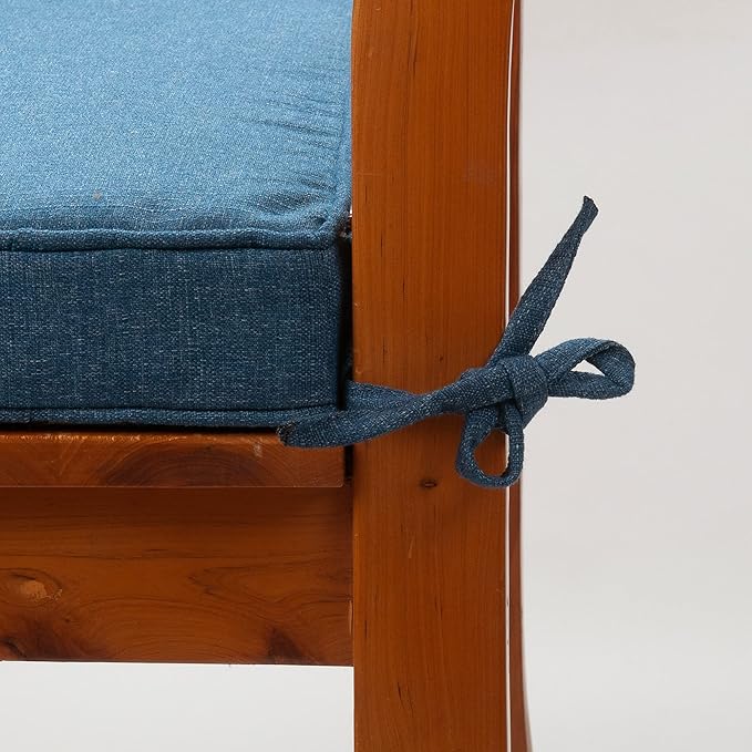Magpie Fabrics Indoor Outdoor Waterproof Square Chair Cushion, 18" x 18" x 2.5", 2 Pack, Water Resistant Seat Cushions, for Patio Garden Office, Dark Blue