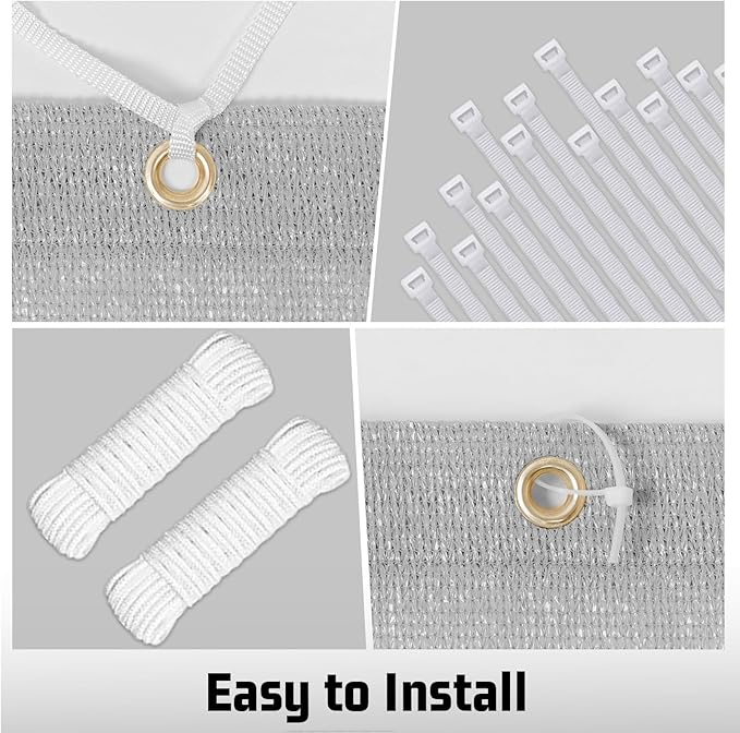 SUNNY GUARD Shade Cloth Custom Size 7x20 FT Sun Shade Screen Fabric Shade Cover Tarp with Grommets for Pergola Backyard Garden, Light Grey(We Customized)