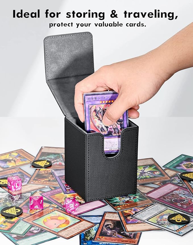 ZLCA Card Deck Box for MTG Yugioh TCG, Card Storage Box with Dividers Holds 100+ Sleeved Cards, Premium Card Deck Case Compatible with CCG Trading Cards (Purple,Puzzle)