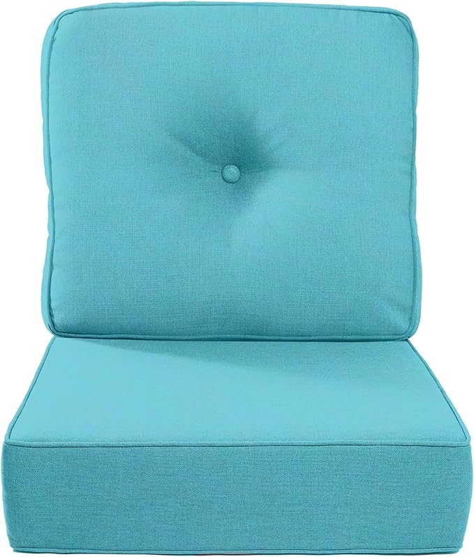 Luxury 22x24/22x25 6-Inch Outdoor Cushions - Water Repellent 1 Set Zippered Patio Chair Cushion for Wicker Dining Rocking Swivel Chairs Loveseat Couch Sectional Sofa - Turquoise