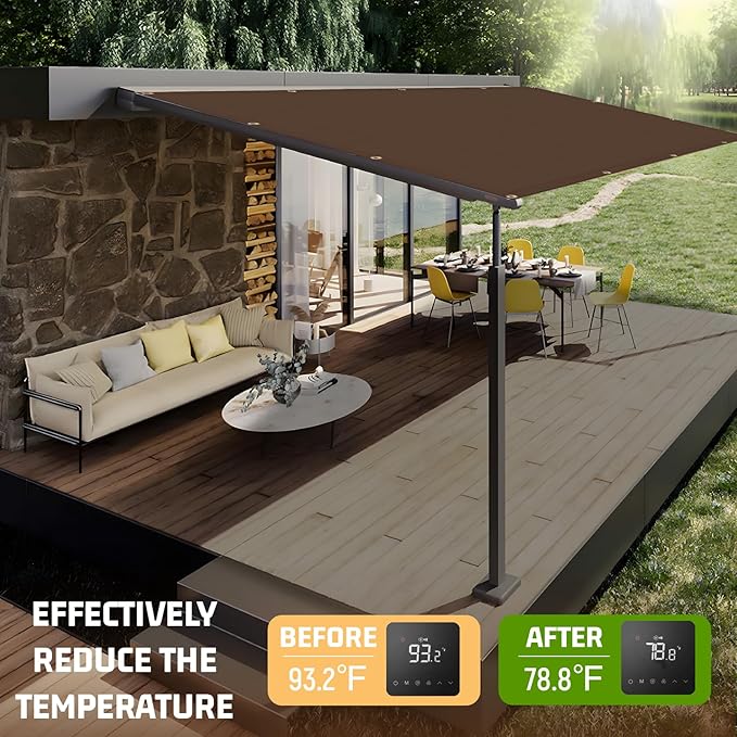 SUNNY GUARD Shade Cloth Custom Size 10x14 FT Sun Shade Screen Fabric Shade Cover Tarp with Grommets for Pergola Backyard Garden, Brown(We Customized)