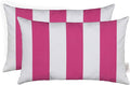 RSH DECOR: Lumbar Throw Pillows Set of 2 | 20” x 12" | All-Weather Spun Fabric | Water and Fade-Resistant | Outdoor Support Pillows for Patio Furniture | Classic Pink Stripe