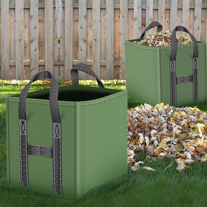 2-Pack 40 Gallons Reusable Yard Waste Bags, Upgrade Heavy Duty Foldable Garden Leaf Bag Lawn Bags Trash Bag Waste Container, Keep Upright (20.8" L × 20.8" W × 20.8" H)