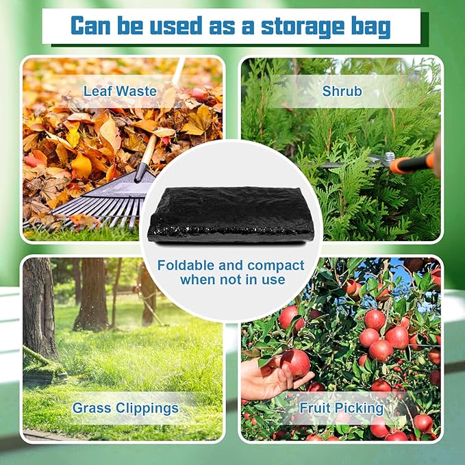 MyLifeUNIT Compost Bins Outdoor, Composting Bin for Outside Garden, Reusable Garden Yard Waste Bag, 34 Gallon (1 Pack, Black)
