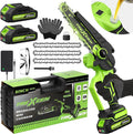 Mini Chainsaw, 6-Inch Electric Chainsaw Cordless, Upgraded 900W Brushless Portable Handheld Small Chain Saw with Auto Chain Regulator & Auto Oiler for Wood Cutting/TreeTrimming/Courtyard (Green)