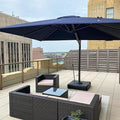 PURPLE LEAF 12 FT Square Patio Umbrella Large Outdoor Aluminum Offset Umbrella with 360-degree Rotation Cantilever Umbrella for Garden Deck Backyard Pool, Navy Blue
