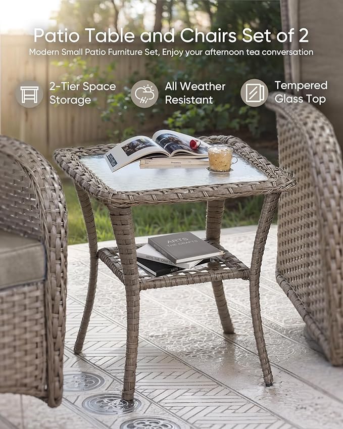 HUMMUH 6 Pieces Patio Furniture Set-Patio Glider Loveseat with Rattan Outdoor Swivel Chairs Outdoor Conversation Furniture Sets for Deck Lawn Porch Balcony Poolside-Grey/Grey