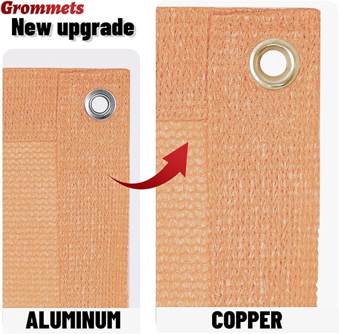 SUNNY GUARD Shade Cloth Custom Size 9x22 FT Sun Shade Screen Fabric Shade Cover Tarp with Grommets for Pergola Backyard Garden, Peach Fuzz(We Customized)