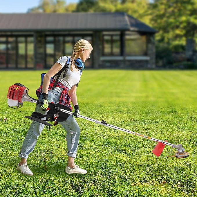 Weed Wacker Gas Powered, 26cc 2-Stroke Cordless Grass String Trimmer Lawn Edger, Weed Eater Brush Cutter with Shoulder Strap, Grass Trimmer Tools for Garden and Yard