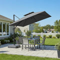 PURPLE LEAF 10 FT Cantilever Patio Umbrella Outdoor Umbrella with 220lbs Base Large Square Windproof Offset Umbrella for Pool Deck Garden, Mist Grey