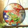 FLAGWIX Christmas Puerto Rico Gifts - Stained Glass Window Hanging 10 in - Puerto Rican Gifts for Women Men, Coqui Sun Catchers Indoor, House Warming Gift for Mom Dad Puerto Rican, Friend Gift Ideas