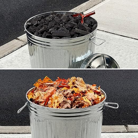 Plexon Metal Trash Can with Lid Outdoor 20 Gallon Galvanized Steel Garbage Bucket with Lid Silver, 3 Pack
