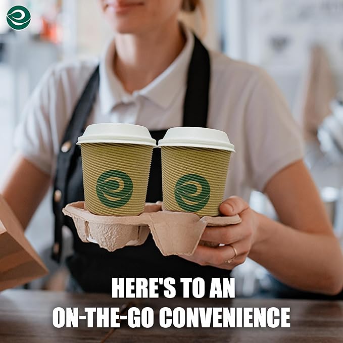 ECO SOUL 16oz Compostable Ripple Cups (100 Pack) – Biodegradable Paper Cups, Non-Toxic Disposable Cups for Hot Drinks, To-Go Coffee Cups, Eco-Friendly & Ripple Paper Cups