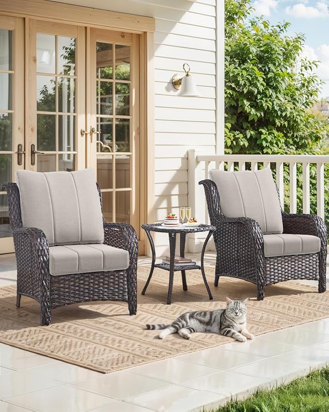 Luxury 24x24x6 Inch Kitty Outdoor Chair Cushions Set of 4 - Heavy Duty Water-Resistant Cushion for Patio Furniture Dining Gliding Rocking Chair Loveseat L-Shape Sofa - Beige