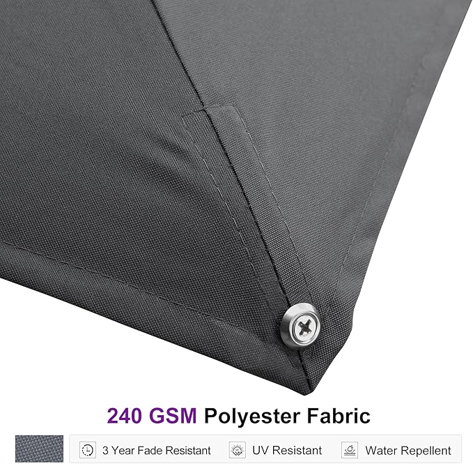 PURPLE LEAF 11' X 15' Rectangle Patio Umbrella Large Outdoor Aluminum Offset Umbrella with 360-degree Rotation Cantilever Umbrella for Garden Deck Backyard Pool Grey