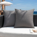 Kevin Textile Outdoor Waterproof Throw Pillow Covers Pack of 2 Farmhouse Decorative Cushion Covers for Garden Patio Tent Balcony Bench Couch Sofa 24x24 Inch, Dark Grey