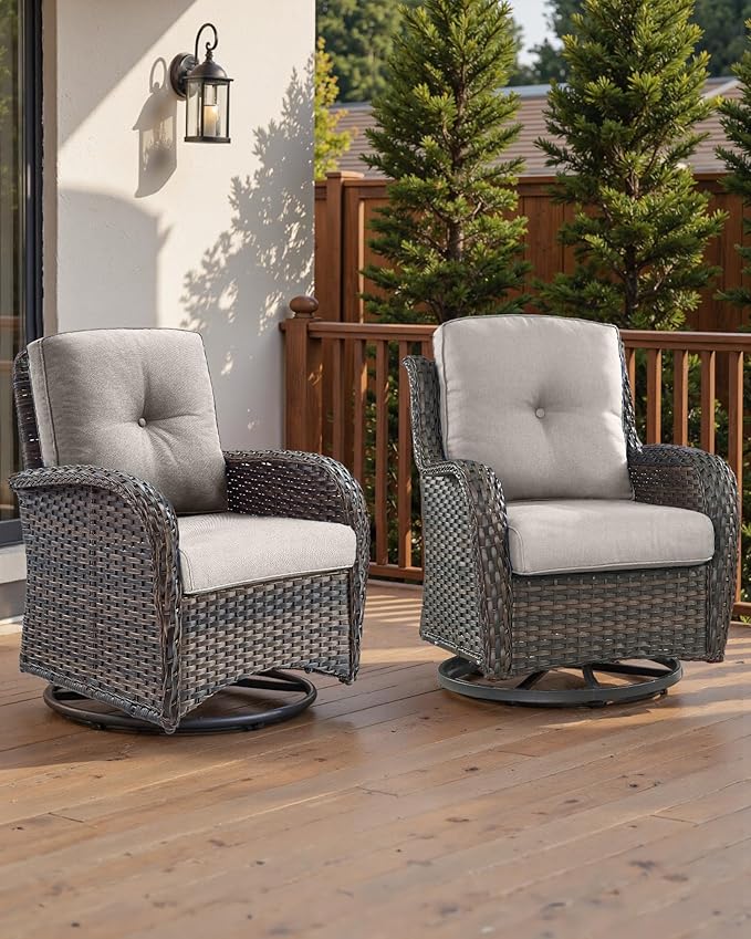 Pop 22x25/22x24 Outdoor Furniture Cushions Set of 6 - Comfortable Patio Chair Cushion for Rattan Wicker Dining Rocking Swivel Chairs Loveseat Couch L-Shape Sectional Sofa - Beige/Button