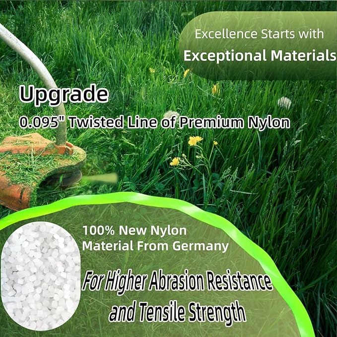 12 Pack String Trimmer Line .095 Compatible with Ego String Trimmer 095 Weed Eater String Pre-Cut Dual Color 3-section Fast-positioning Twisted Trimmer Line Universal Fit Weed Wacker String 14 ft