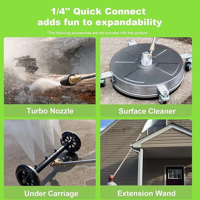 2025 New 4500PSI Electric Pressure Washer, Small Potable Power Washer with 20FT Pressure Hose, 4 Nozzle Set, Powerwashers for Home/Cars/Fences/Windows, Green