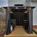 PURPLE LEAF 8'x8' Hardtop Gazebo with Lights All-Weather Galvanized Steel Double Roof Outdoor Patio Garden Gazebo Including Netting and Curtains Grey
